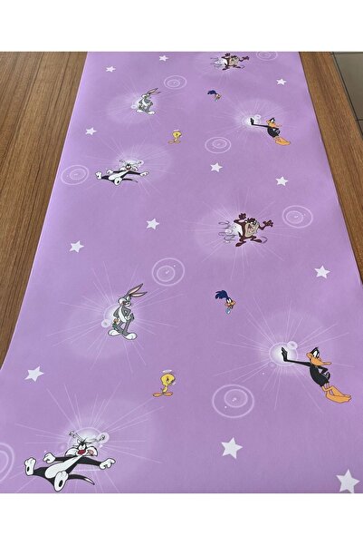 BAŞYAPI DİZAYN Mor Looney Tunes Çocuk-bebek Odası Ithal Duvar Kağıdı (5m²)