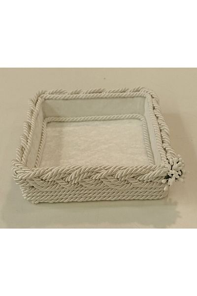 FNT Knitted Square Basket Napkin Holder Towel Holder Organizer Gift Bundle Holder Dowry Holder