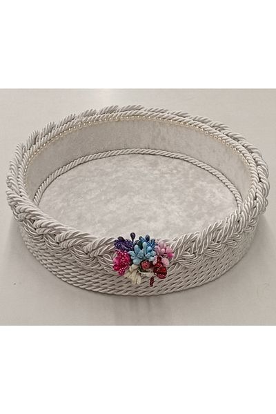 FNT Round Knitted Basket Organizer Gift Bundle Dowry Holder