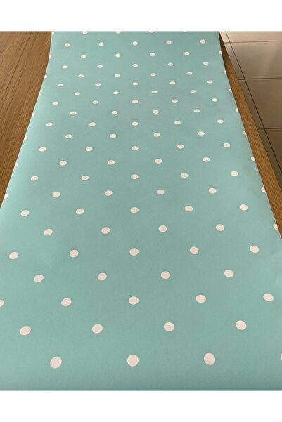 BAŞYAPI DİZAYN Su Yeşili Puantiyeli Ithal Duvar Kağıdı (5m²)