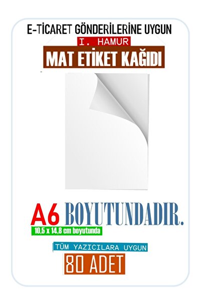 Belirteç A6 Mat Etiket Kağıdı (STİCKER) E-ticaret Ve Tüm Yazıcılar Için Uygun...