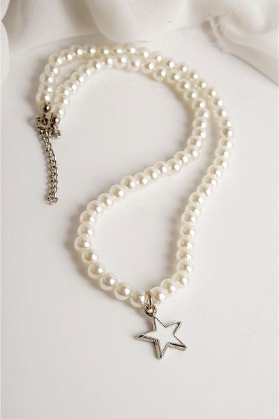EUROMODA Star Design Pearl Necklace Earrings Set