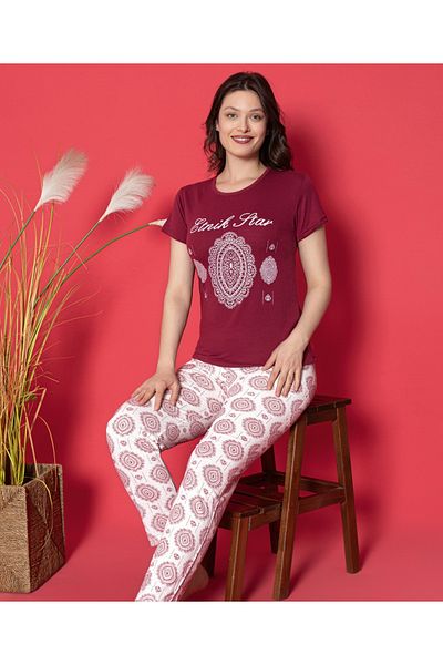 LİLA İÇ GİYİM Viscose Short Sleeve Women's Pajamas Talkimi