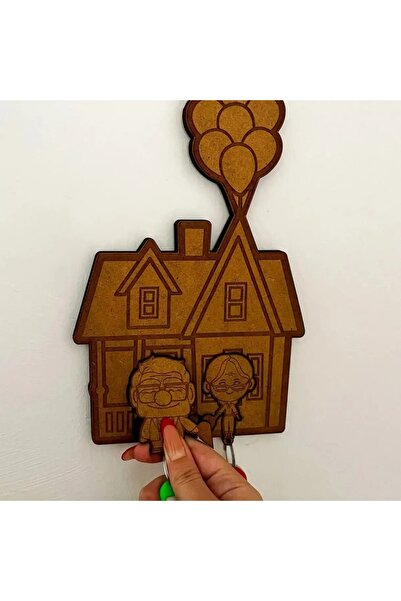 Vegüba Yukarı Bak Anahtarlık -  Duvar Dekorasyon Carl And Elie Ahşap Anahtarl...