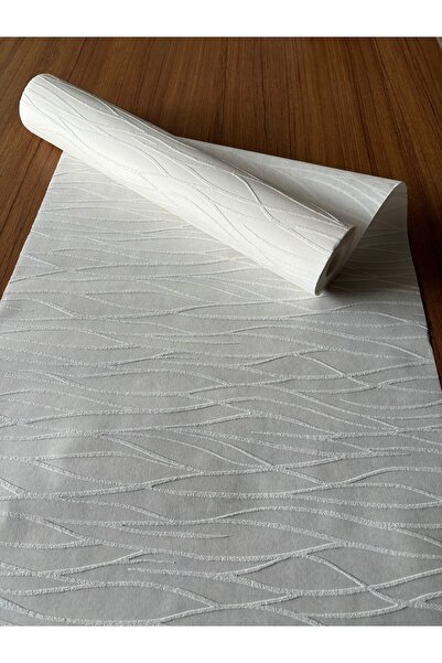 BAŞYAPI DİZAYN Kırık Beyaz Boyanabilir Geometrik Desenli Ithal Duvar Kağıdı (5m²)
