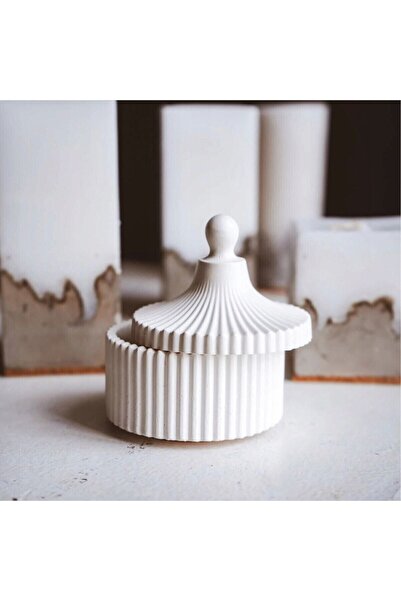 ÇAĞATÖLYE Silikon Kalıbı Dekoratif Kapaklı Kutu Mumluk Silikon Kalıp