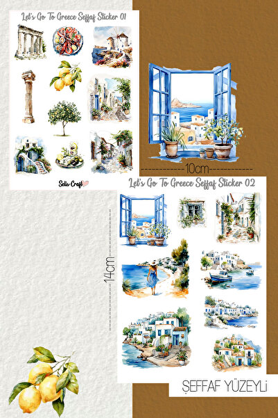 SelisCraft Lets go to Greece Temalı Şeffaf Sticker Seti 01-02 Ajanda Planlayı...