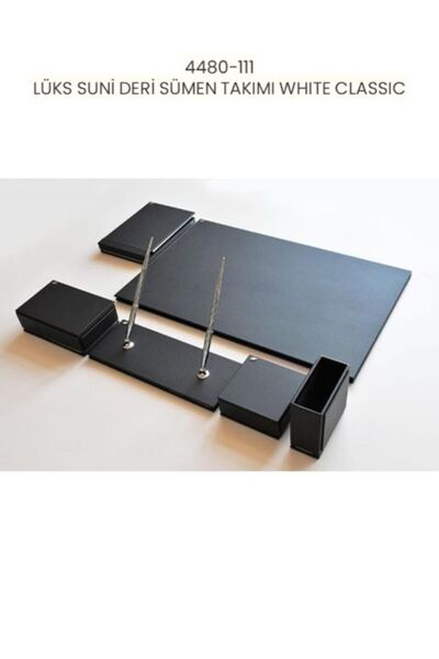 Tabac Lüks Suni Deri Sümen Takımı Whıte Classıc Siyah - 4480-111