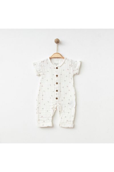 CFR Kids Bilge Baby - Organic Cotton Soft Woven Summer Muslin Jumpsuit, Double Layer and Short Sleeves