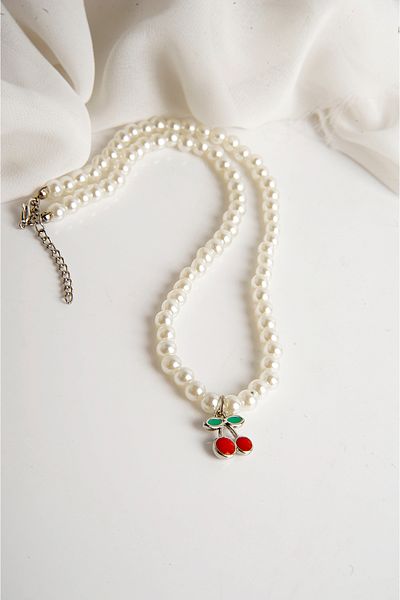EUROMODA Pearl Necklace and Earring Set - Cherry Design