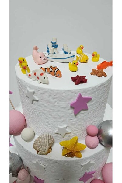 Himi Pasta Süsleri Okyanus Deniz Set Maket Kürdanlı Cupcake Pasta Süsü 17 Par...