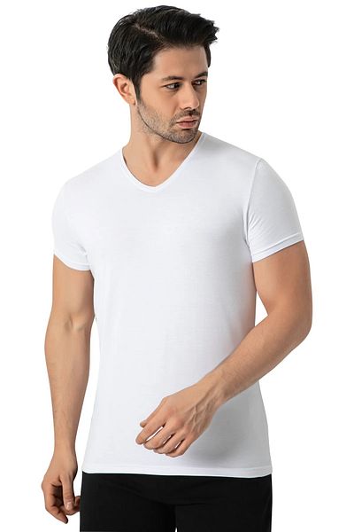 Şahin Tricou pentru bărbați cu decolteu în V din bambus - 3 bucăți