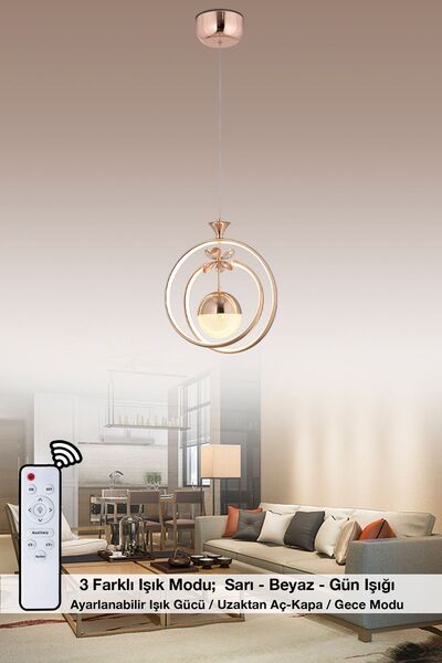 HİRALUCE Fault 3 Renk Kumandalı Ve Dimmerli Gold ( Sarı Beyaz Ve Gün Işığı ) Luxury Kristal Taşlı Led Avize
