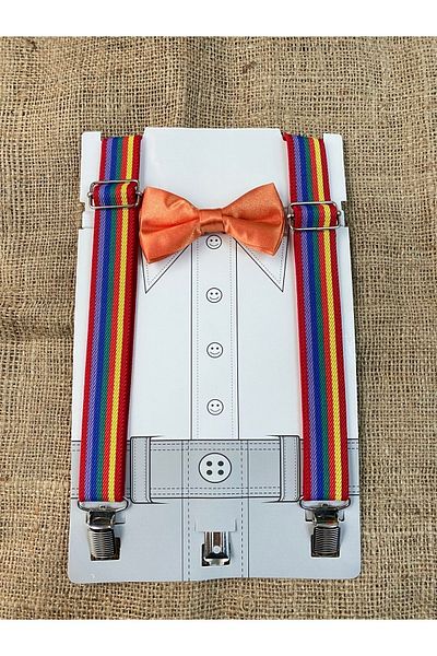 ares kids 1-9 Years Rainbow Bow Tie Strap Set - Orange Paparon