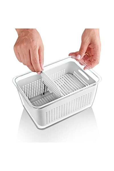 Lossa Air Conditioned Refrigerator Organizer with Strainer and Compartment and Storage Container 2.5 Lt White Color