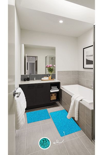 Pratixstore 2-Piece Curly Design Bath Mat - Non-Slip Shower, Sink and Wet Floor Set (90X60 60X40)
