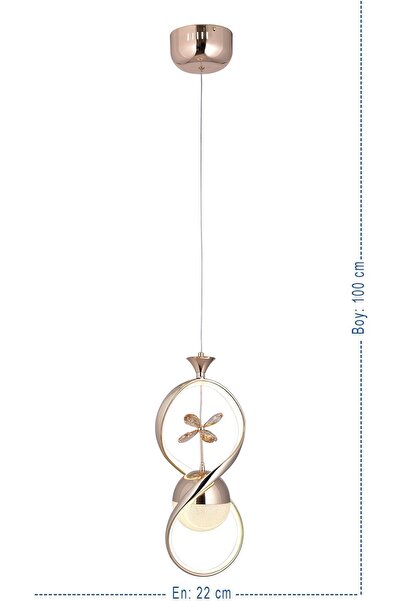 HİRALUCE Infinity 3 Renk Gold ( Sarı Beyaz Ve Gün Işığı ) Luxury Led Kristal Taşlı Avize Concept