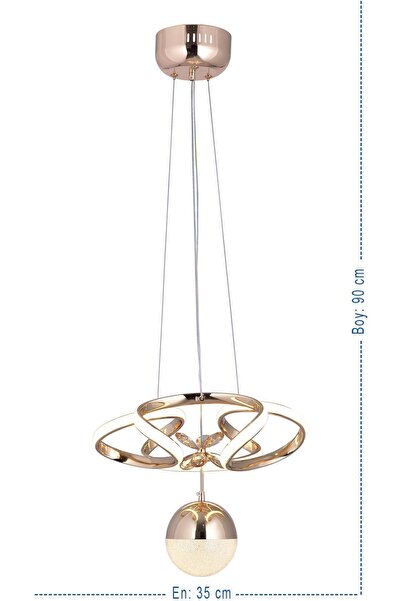 HİRALUCE Darius 3 Renk Kumandalı Ve Dimmerli Gold ( Sarı Beyaz Ve Gün Işığı ) Luxury Led Kristal Taşlı Avize