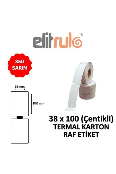 Elit Rulo Elitrulo Thermal Cardboard Shelf Label 38mm X 100mm - 350 Pieces with Notches
