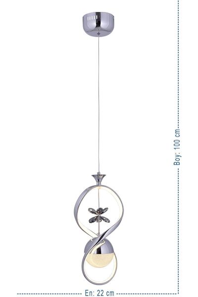 HİRALUCE Infinity 3 Renk Krom ( Sarı Beyaz Ve Gün Işığı ) Luxury Led Kristal Taşlı Avize Concept