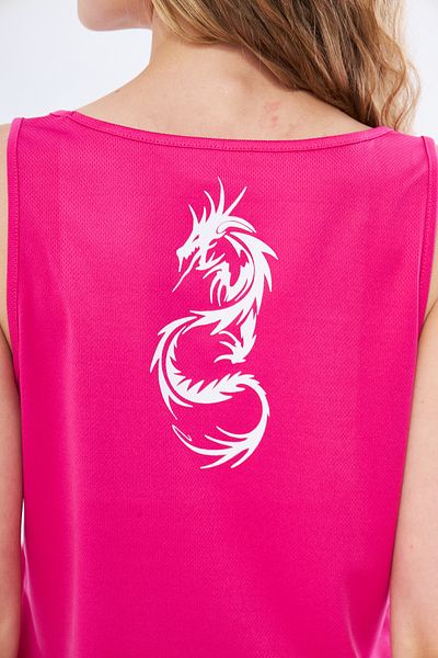 YÜKSEL IŞIK Fuchsia Colored Dragon Printed Thick Strap Sports Undershirt