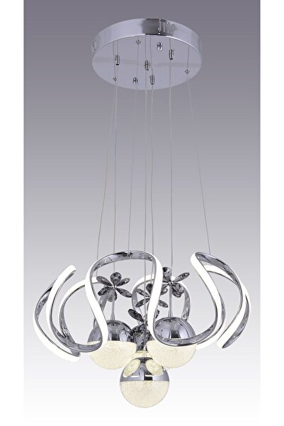 HİRALUCE Heracles 3 Renk Kumandalı Ve Dimmerli Gümüş ( Sarı Beyaz Ve Gün Işığı ) Kristal Taşlı Led Avize