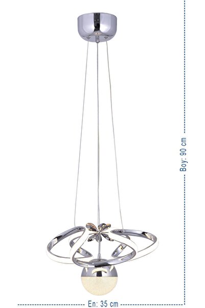 HİRALUCE Darius 3 Renk Kumandalı Ve Dimmerli Gümüş ( Sarı Beyaz Ve Gün Işığı ) Luxury Led Kristal Taşlı Avize