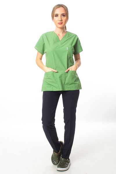 Simirna Üniforma Top Pistachio Green Bottom Navy Blue Surgical Doctor Nurse Jersey Suit