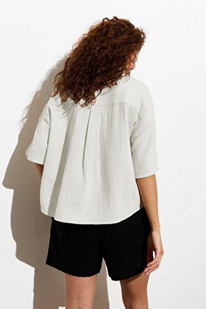 Seeh Πουκάμισο Muslin Λευκό Ημιμάνικο - SH164