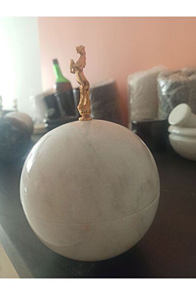 MarbleTrend Küp gerçek  mermerden Beyaz ve Siyah mücevher kutusu