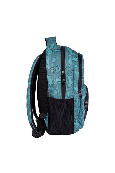 WİGGLE Wiggle Jurassic World - Rucsac de școală pentru copii cu 3 compartimente și buzunare, turcoaz-negru