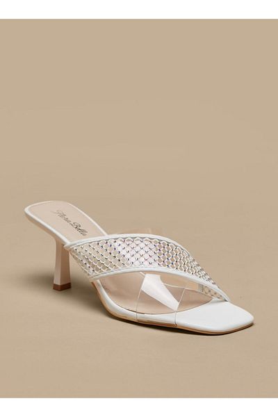 Flora Bella by Shoexpress Embellished Slip-On Cross Strap Sandals with Kitten Heels