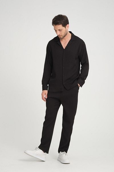 Rocqerx R-4396 Apache Collar Long Sleeve Shirt and Elastic Waist Pants Set