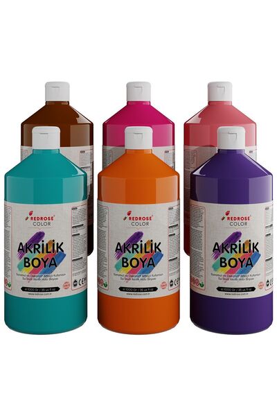 REDROSE COLOR Tamamlayıcı Renkler Akrilik Boya Seti, 6'lı Set 6x1000gr, Dekor...