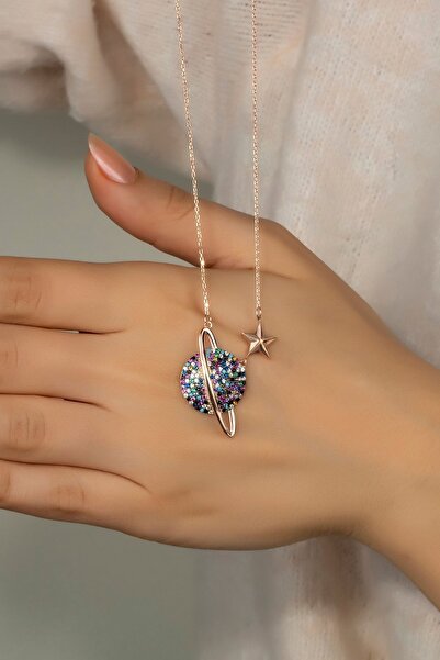 Else Silver 925 Ayar Gümüş Gezegen Kolye