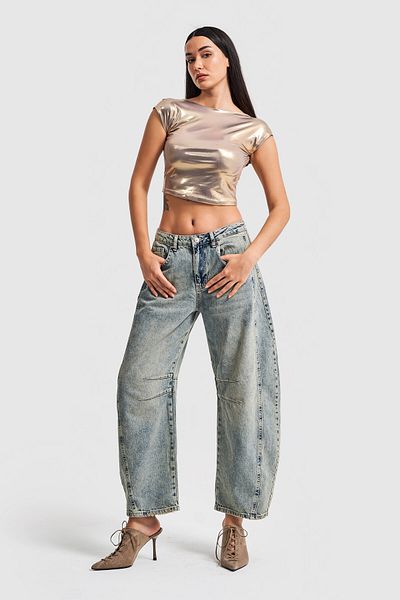 its basic Pantaloni din denim cu croiala larga