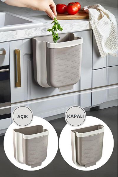 Flora Πρακτικός αναδιπλούμενος κάδος απορριμμάτων κουζίνας Φορητός κάδος απορριμμάτων κουζίνας 6 λίτρων καφέ