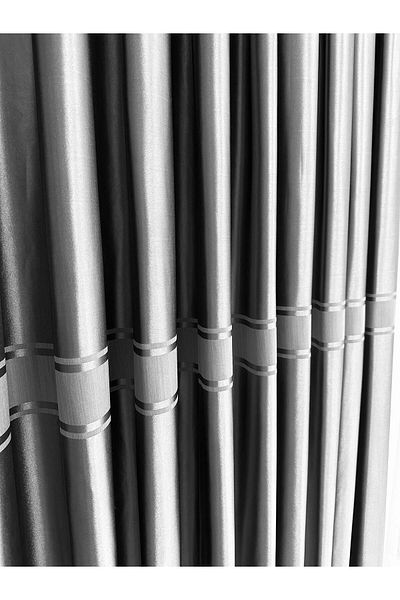 Taç New Season Gray Striped Satin Background Curtain - Close Pleat 1/3