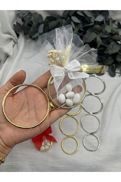 E Elmas Gold 7 Cm Nikah Şekeri Hediyelik Demir Halka 50 Adet (SADECE HALKA)