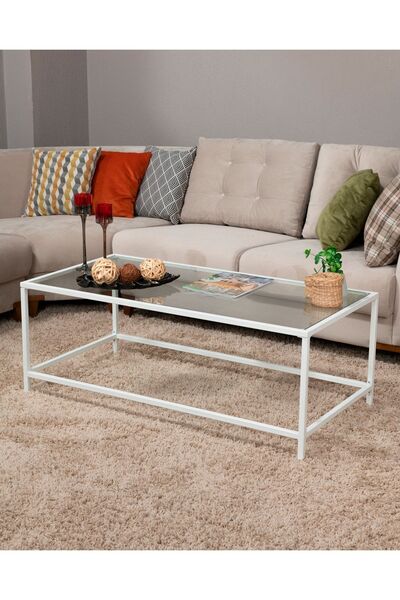 tino furniture Milan Beyaz Metal Orta Sehpa