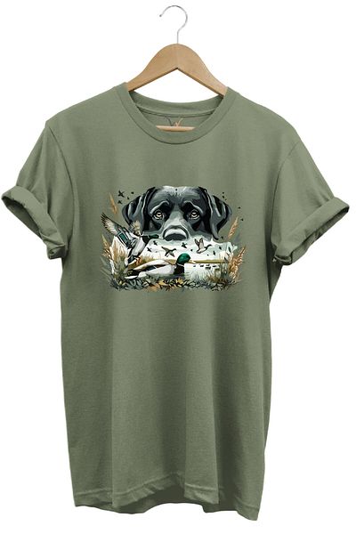 WİDİ Κυνήγι Labrador Hunting Dog Duck Hunting Duck Hunter Μπλουζάκι με στάμπα κανονική εφαρμογή 100% βαμβακερό χακί