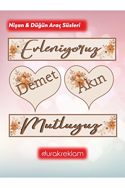 DURAK REKLAM Kişiye Özel Kına - Düğün - Nikah Araç Süsleri - Dekota Üzeri Fol...