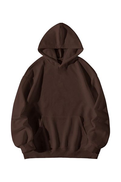 Scrovtie Καφέ Unisex Oversize με κουκούλα καγκουρό με μεσαίο δάχτυλο RickMorty Φούτερ με κουκούλα