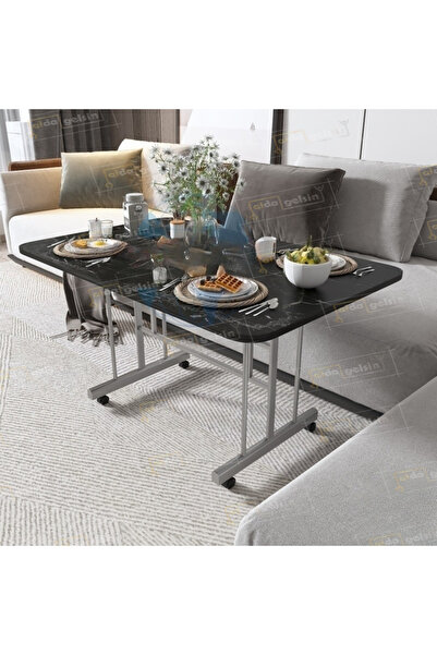 aldagelsin Tekerlekli Orta Sehpa Siyah Mermer