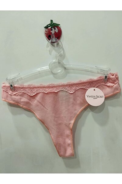 Vanilya Secret VANİLYA SECRET Dantel Bel Detaylı Fitilli Tanga Külot - Pudra