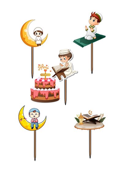 Himi Pasta Süsleri Namaza Başladım Kuran Okuyorum Kız Erkek Çocuk Maket Pasta...