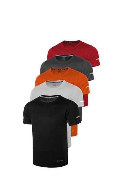 GENIUS STORE Pachet de 5 tricouri sport pentru bărbați - uscare rapidă, elimină umezeala, performanță tehnică atletică DRIFIT-KISAKOL7