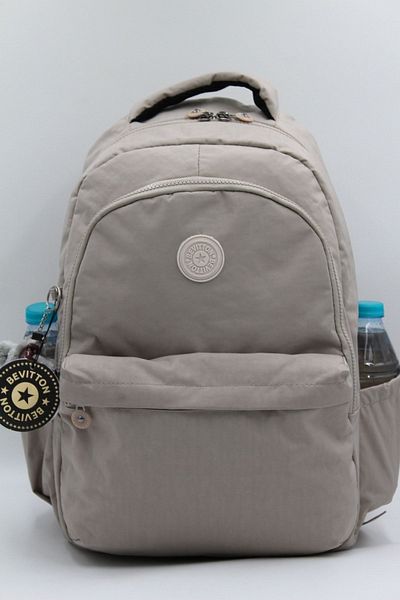 Bevitton Unisex Daily School Backpack - Crinkle Fabric, 2200 Beige