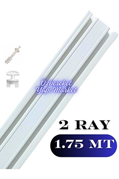 özbereketyapimarket Korniş 2 Raylı Perde Rayı 1.75 Metre 2 Li Korniş Süper Ka...