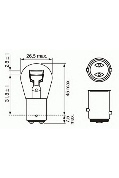 Bosch 1987302814 Ampül 12V 21W 1016 Çift Duy Şaşı P21/5W BAY15D 10 Lu Paket